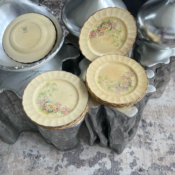 Imperial ware porcelain breath o spring dinner plates yellow 11 plates 1930s - Picture 13 of 17